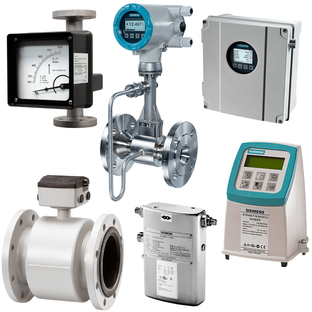 Flow Measurement devices including Flow Meters by Siemens Process Instrumentation, Bourdon, Baumer and Status Instruments